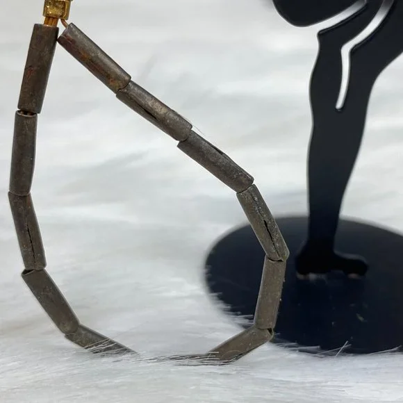 Wood Bead Hoop Pierced Earrings - Picture 2 of 5